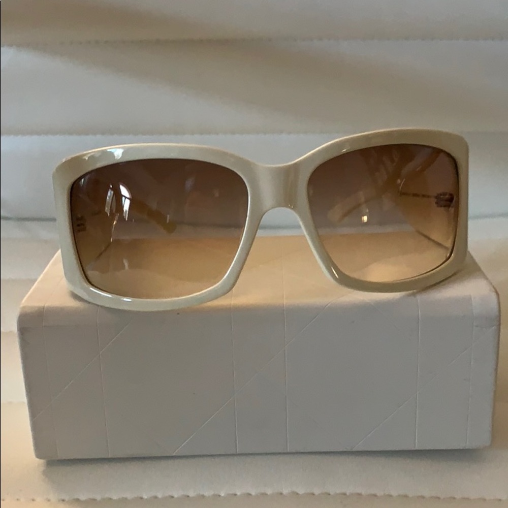 DIOR off-white sunglasses w/ jewel side detailing